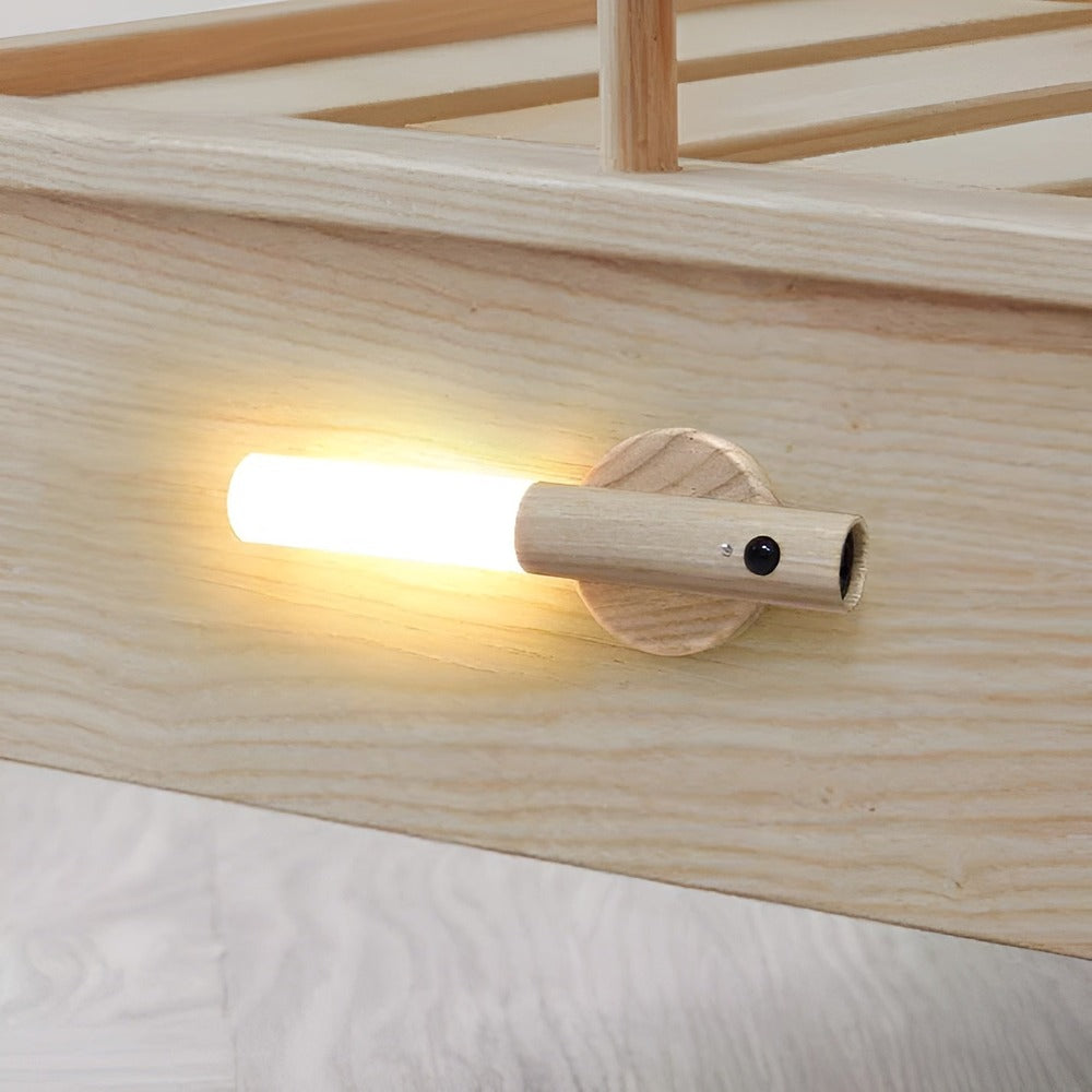 Trådløs væglampe med sensor Magnetisk LED natlampe i træ