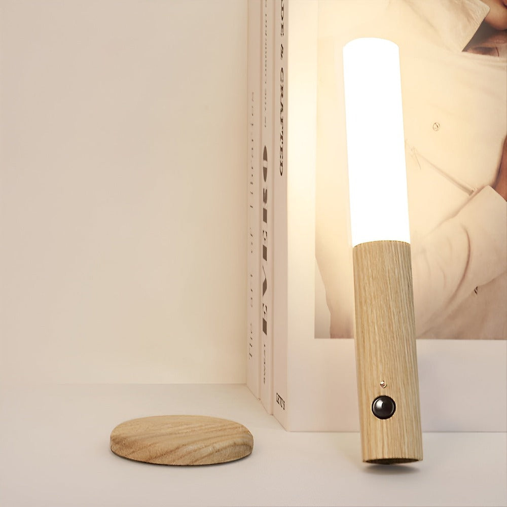 Trådløs væglampe med sensor Magnetisk LED natlampe i træ