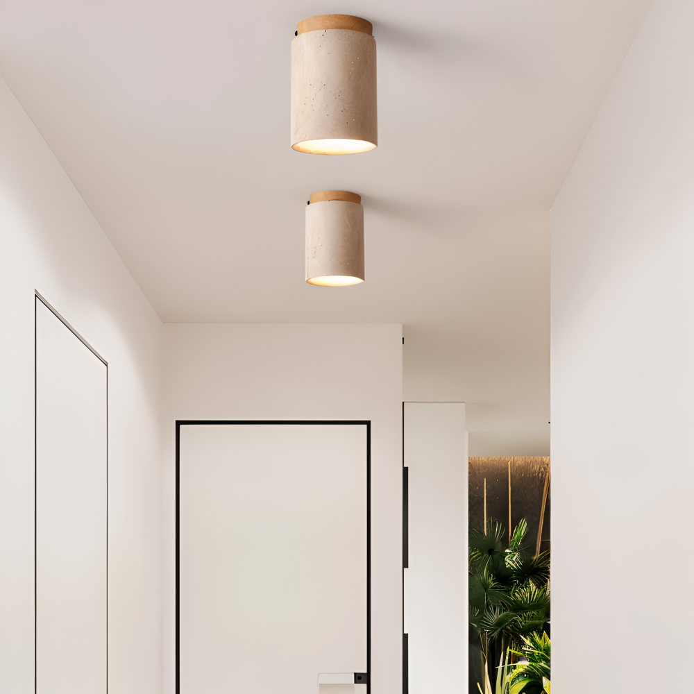 Travertine Flush Mount Ceiling Light
