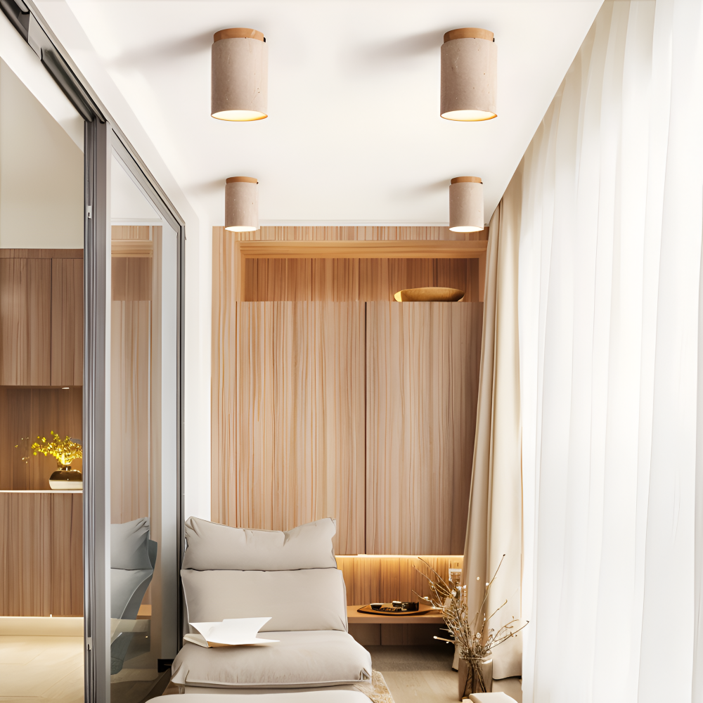Travertine Flush Mount Ceiling Light
