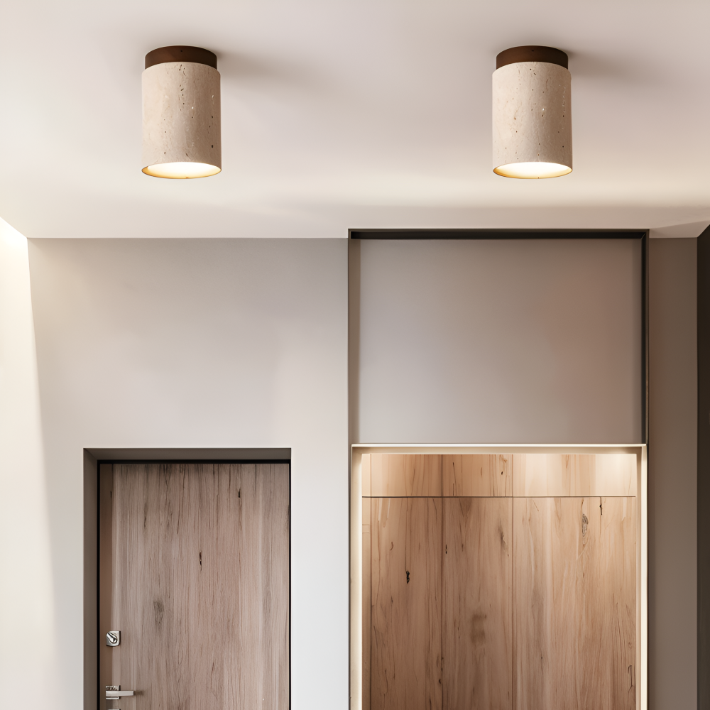 Travertine Flush Mount Ceiling Light