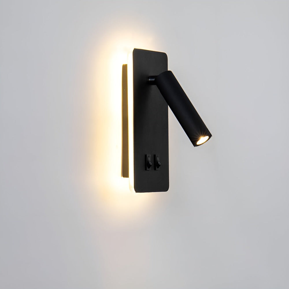 Væglampe med LED baggrundsbelysning og læsespot