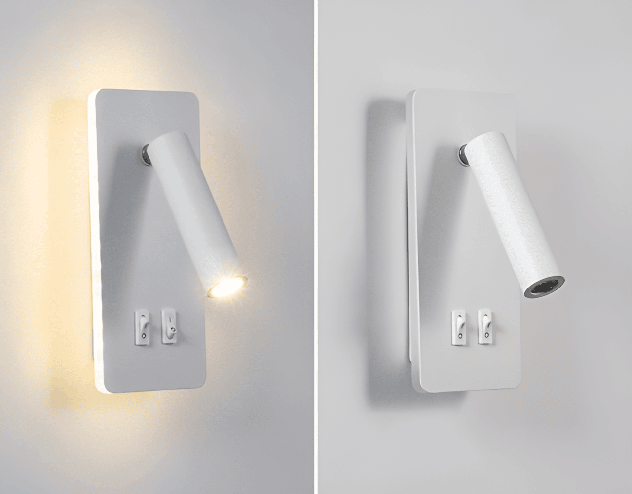 Væglampe med LED baggrundsbelysning og læsespot