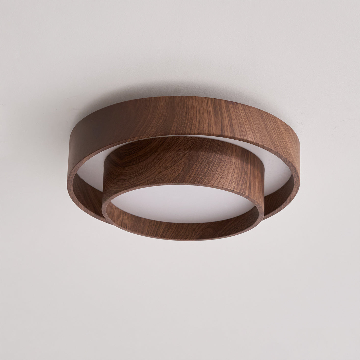 Flush Mount Ceiling Light LED Walnut Finish Dimmable Living Room