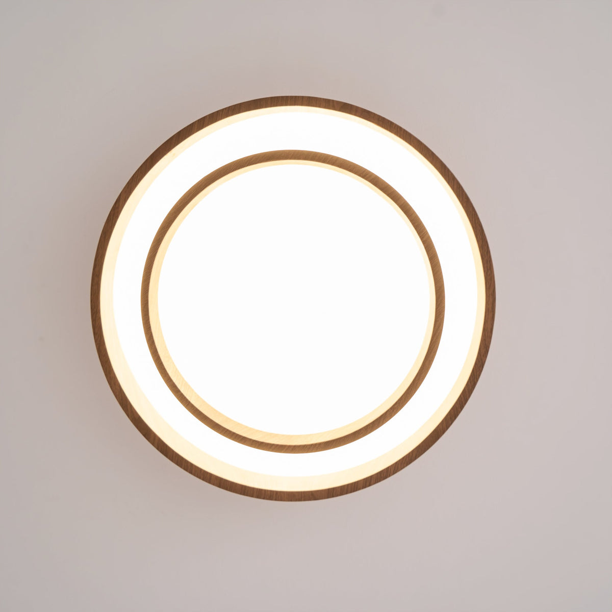 Flush Mount Ceiling Light LED Walnut Finish Dimmable Living Room