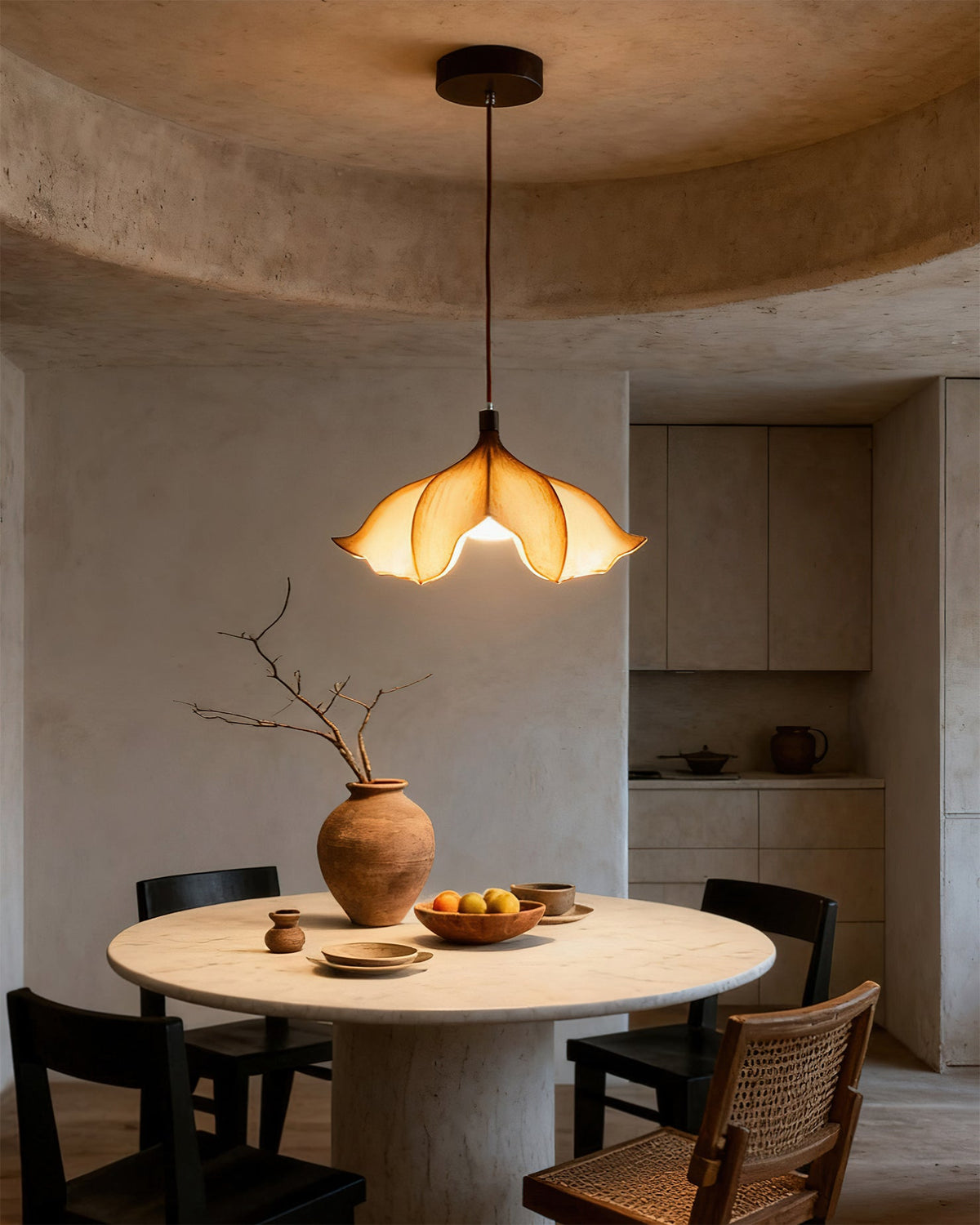 Cocoon Pendant Light Sculptural Webbed Shade Mid Century Style