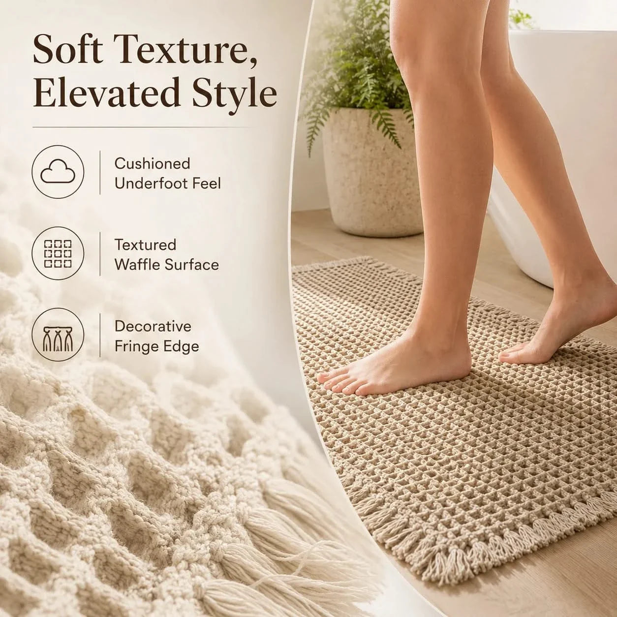 Waffle Weave Bath Mat Quick-Dry