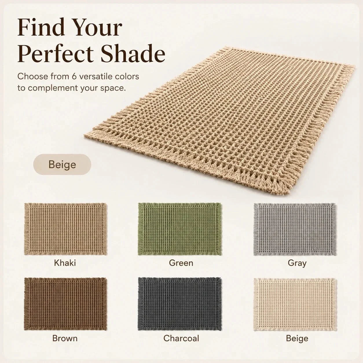 Waffle Weave Bath Mat Quick-Dry