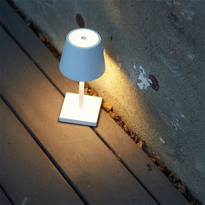 Small Cordless Table Lamp Waterproof IP66 Touch Dimmable for Bath and Patio