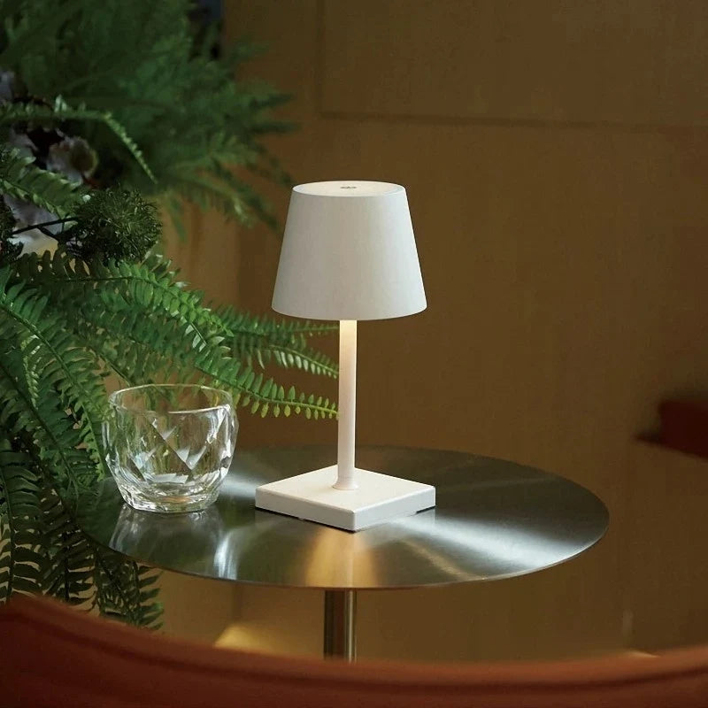 Small Cordless Table Lamp Waterproof IP66 Touch Dimmable for Bath and Patio