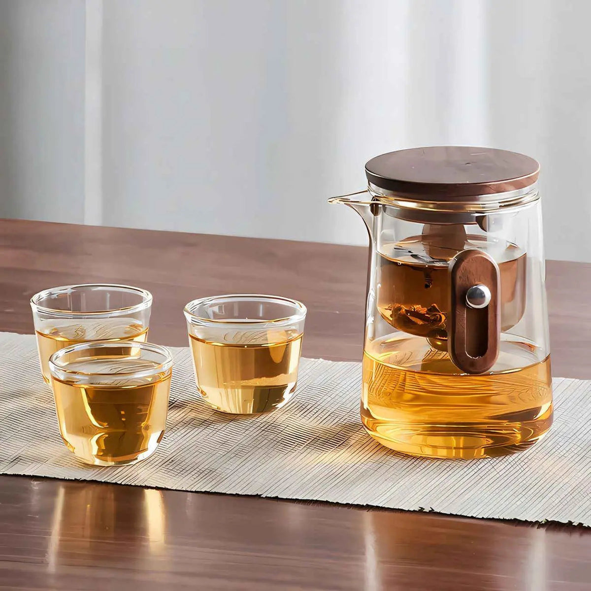 Travel Tea Set with Glass Teapot, Cups and Hard Case