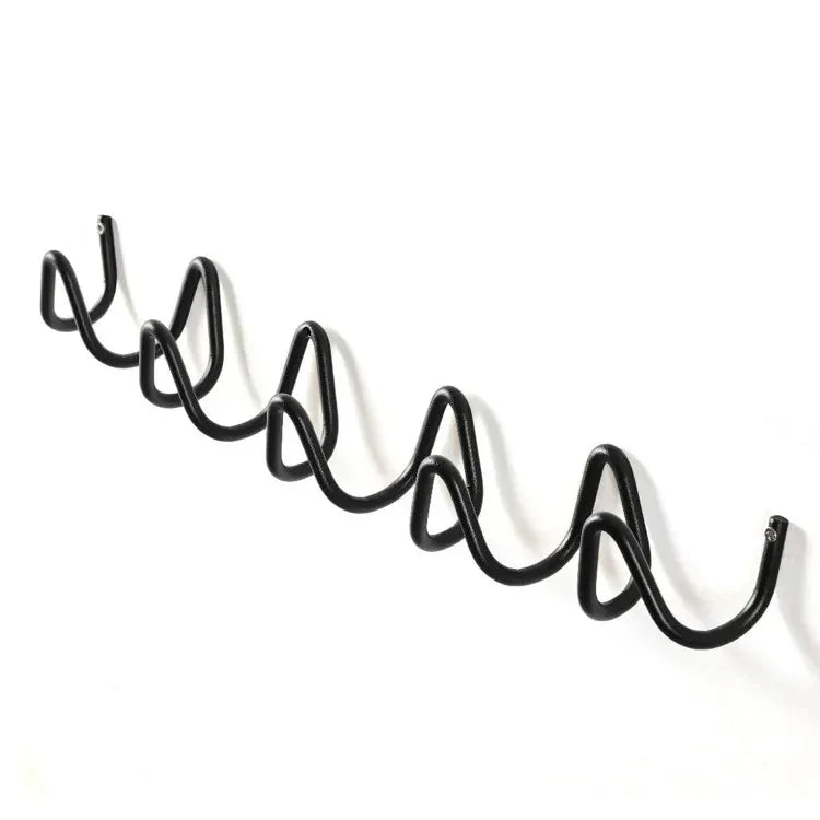 Squiggle Wall Hook Rack in Wrought Iron for Coats and Towels
