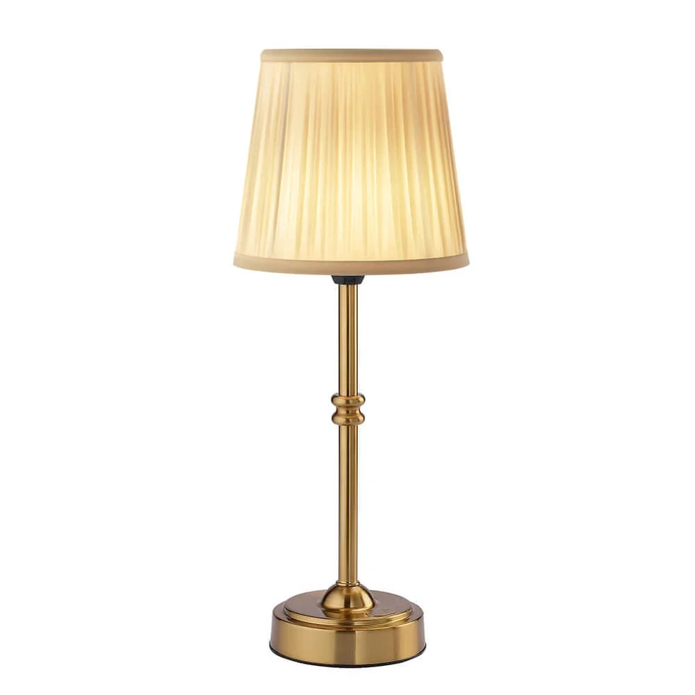Cordless Table Lamp Fabric Shade Retro Rechargeable Dimmable for Bedside