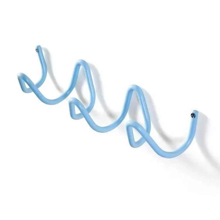 Squiggle Wall Hook Rack in Wrought Iron for Coats and Towels