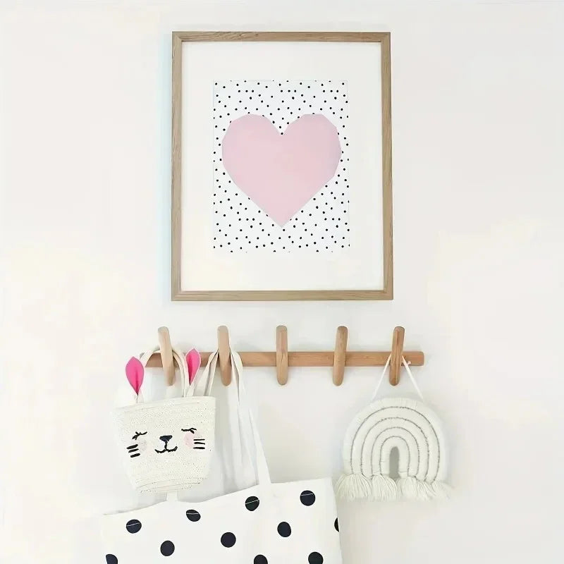 Oak Peg Rail Coat Rack with Angled Hooks, Wall Mounted