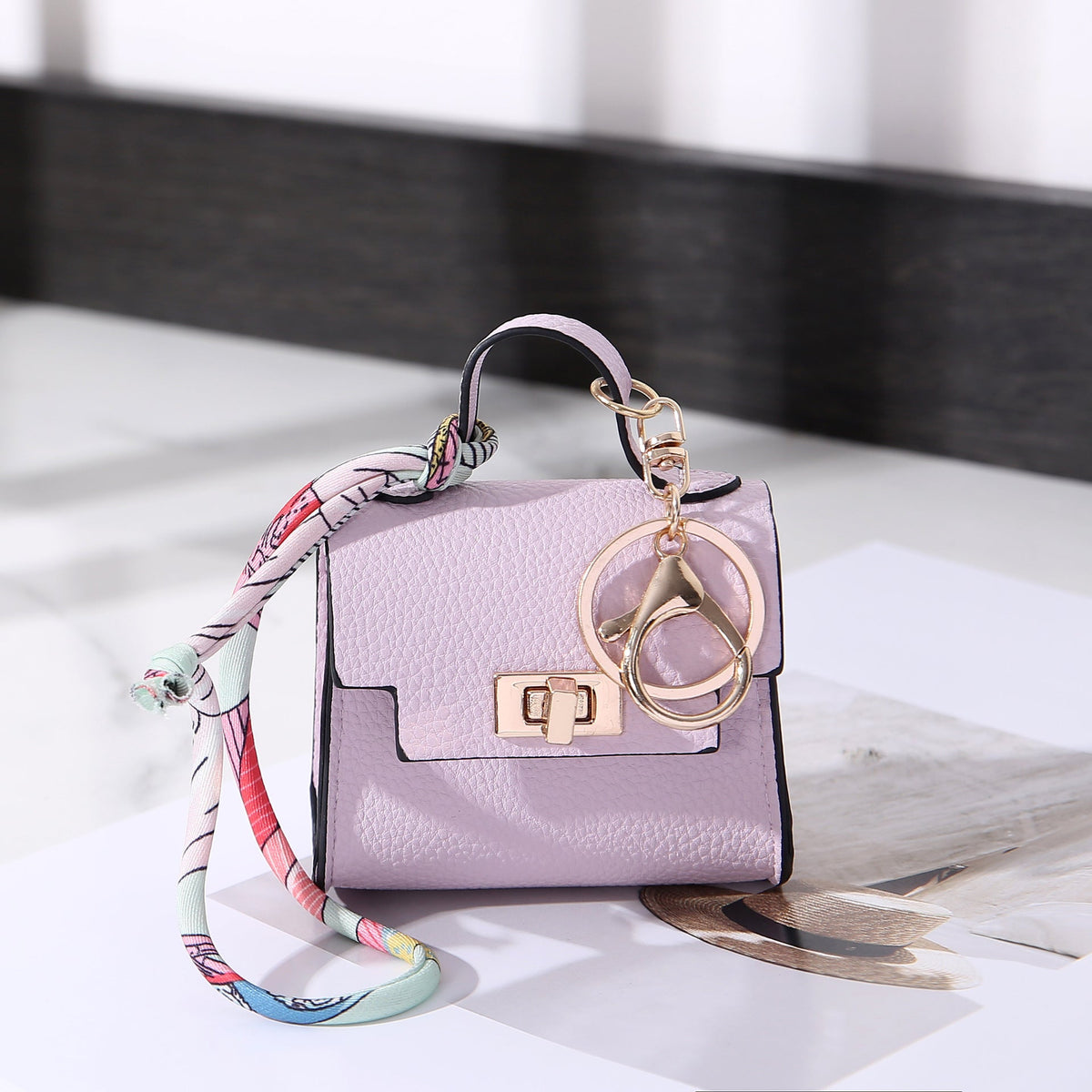 Mini Purse Keychain Bag Charm with Twist Lock Pouch