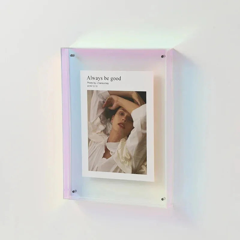 Acrylic Block Picture Frame Freestanding Floating Photo Display