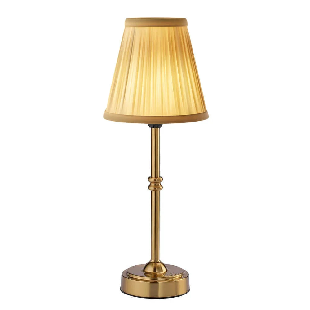 Cordless Table Lamp Fabric Shade Retro Rechargeable Dimmable for Bedside