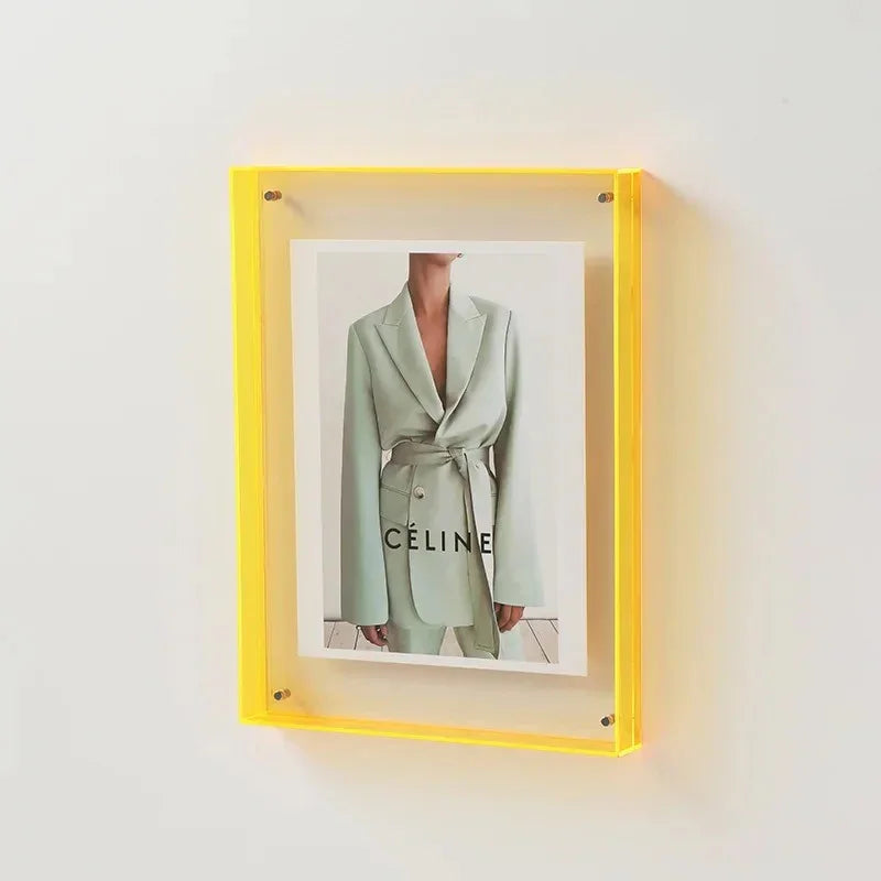 Acrylic Block Picture Frame Freestanding Floating Photo Display