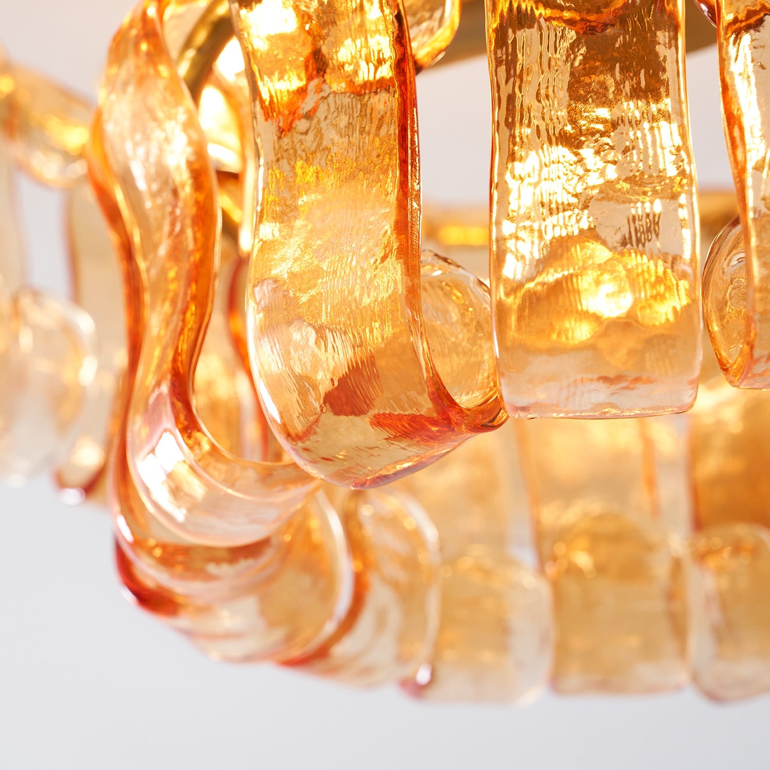 Sculptural Ice Glass Ceiling Light Hand Crafted Faceted Shades Foyer