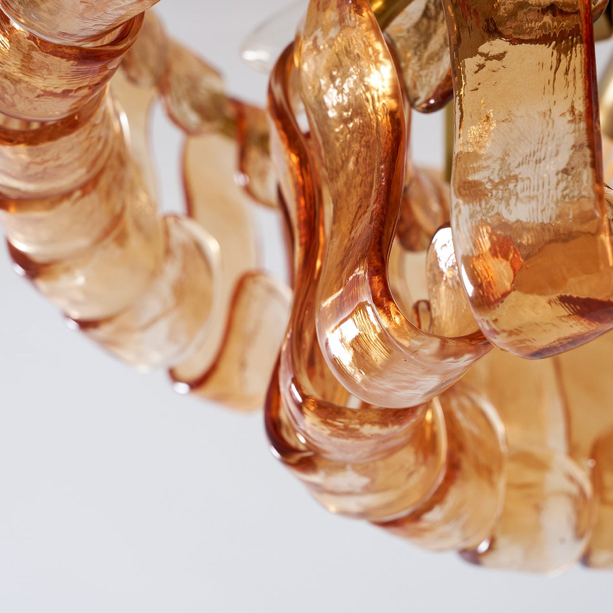 Sculptural Ice Glass Ceiling Light Hand Crafted Faceted Shades Foyer