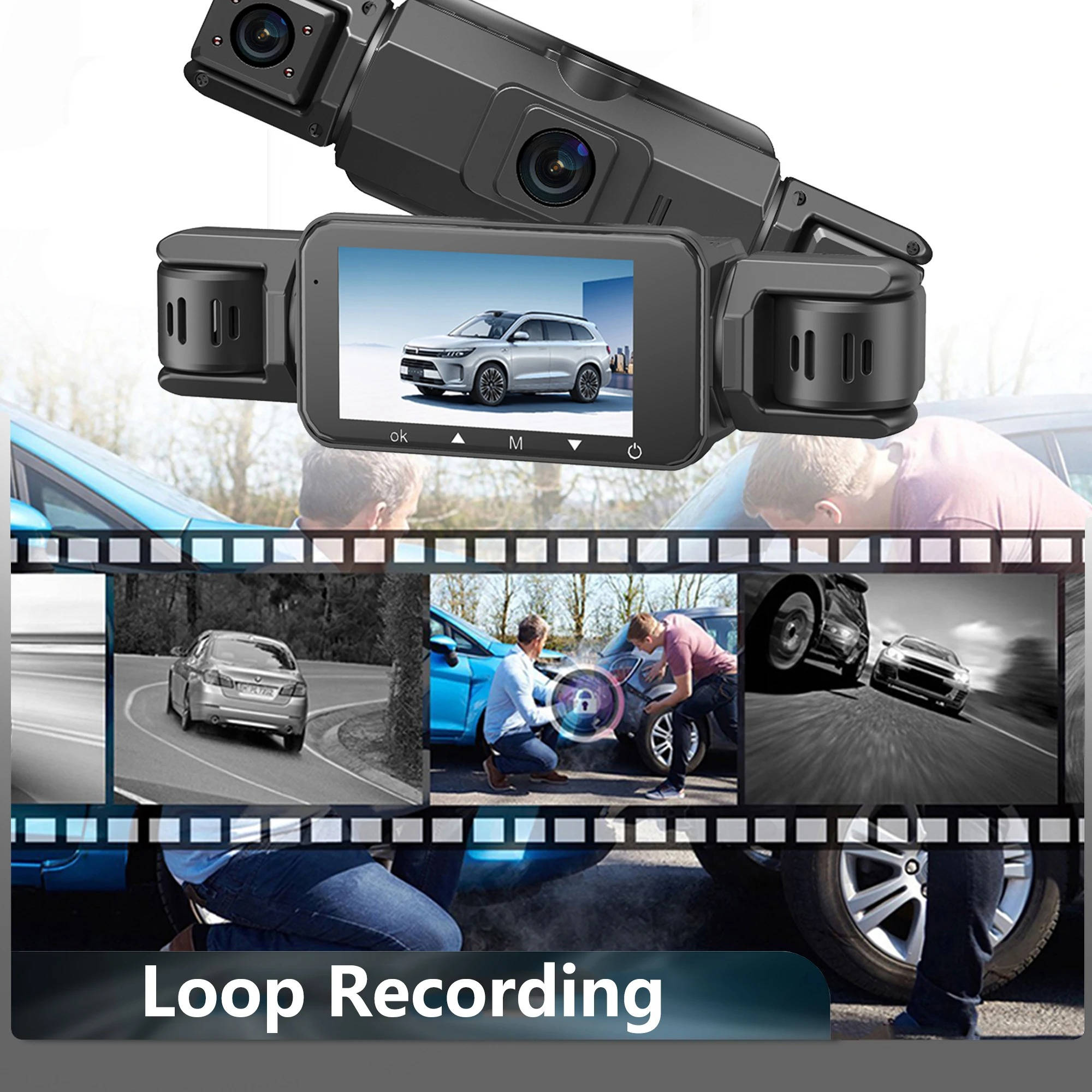Dash Cam Front and Rear 4 Channel WiFi with Night Vision