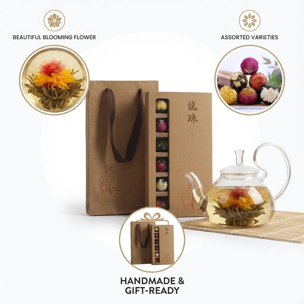 Blooming Tea Balls Pu-erh with Dried Flowers 18 Piece Gift Box