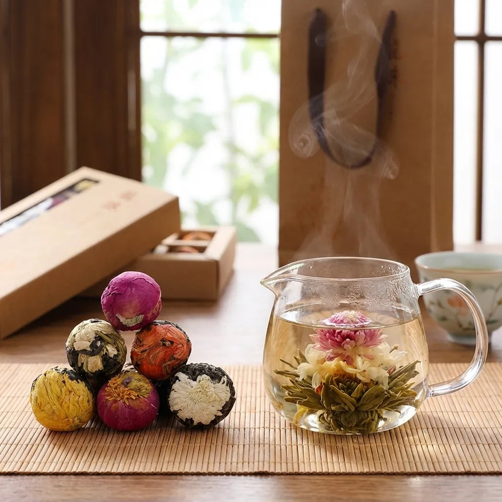 Blooming Tea Balls Pu-erh with Dried Flowers 18 Piece Gift Box