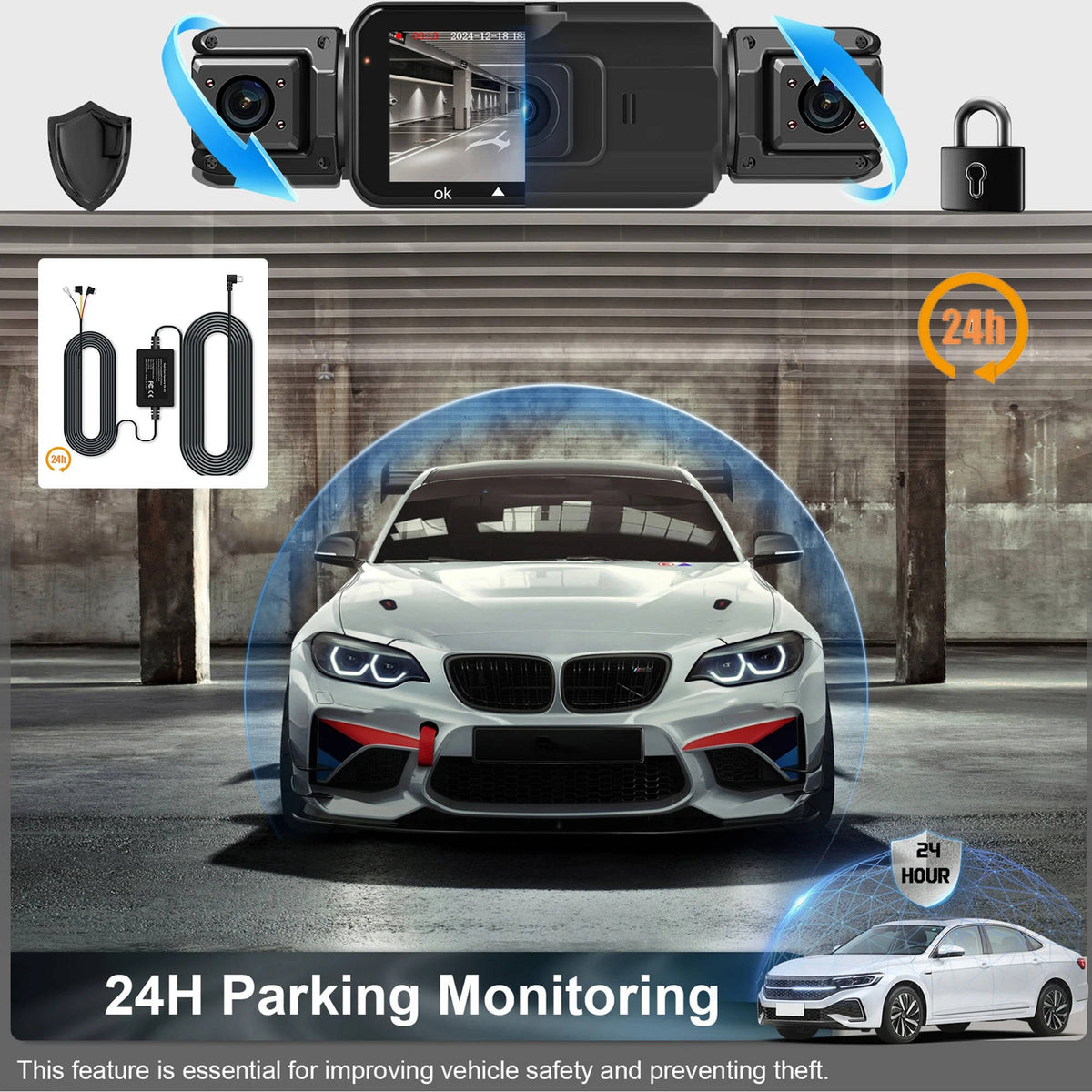 Dash Cam Front and Rear 4 Channel WiFi with Night Vision