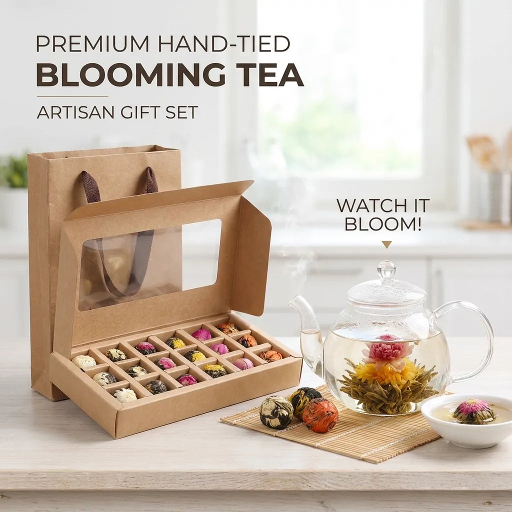 Blooming Tea Balls Pu-erh with Dried Flowers 18 Piece Gift Box