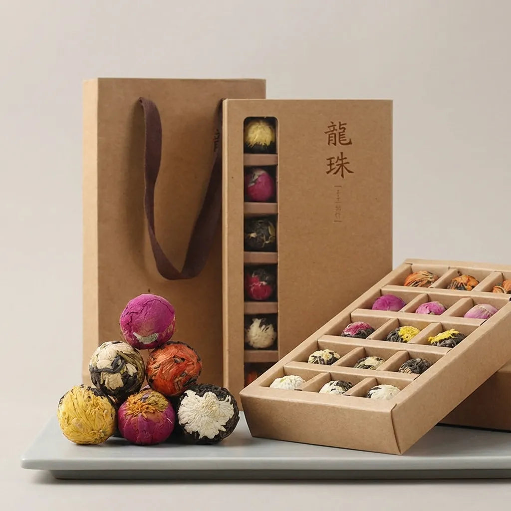 Blooming Tea Balls Pu-erh with Dried Flowers 18 Piece Gift Box