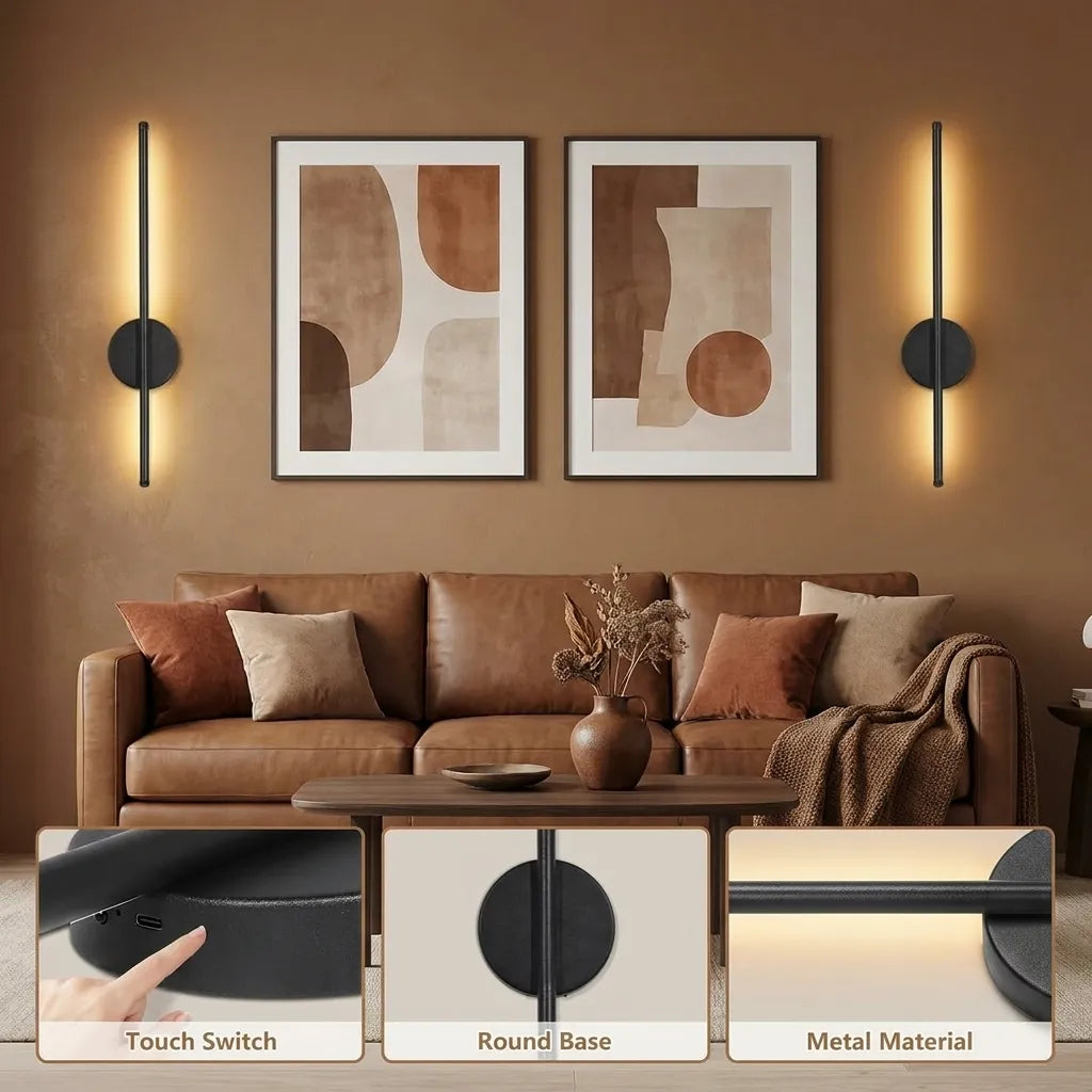 Cordless Wall Sconces Set of 2 Magnetic Rechargeable with Remote