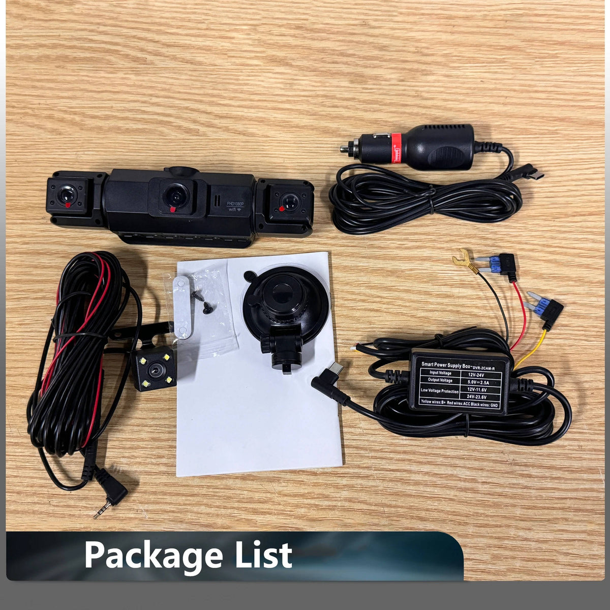 Dash Cam Front and Rear 4 Channel WiFi with Night Vision