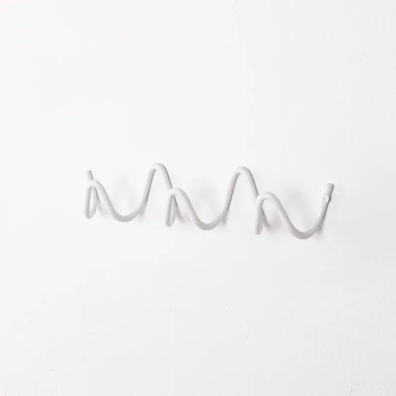 Squiggle Wall Hook Rack in Wrought Iron for Coats and Towels