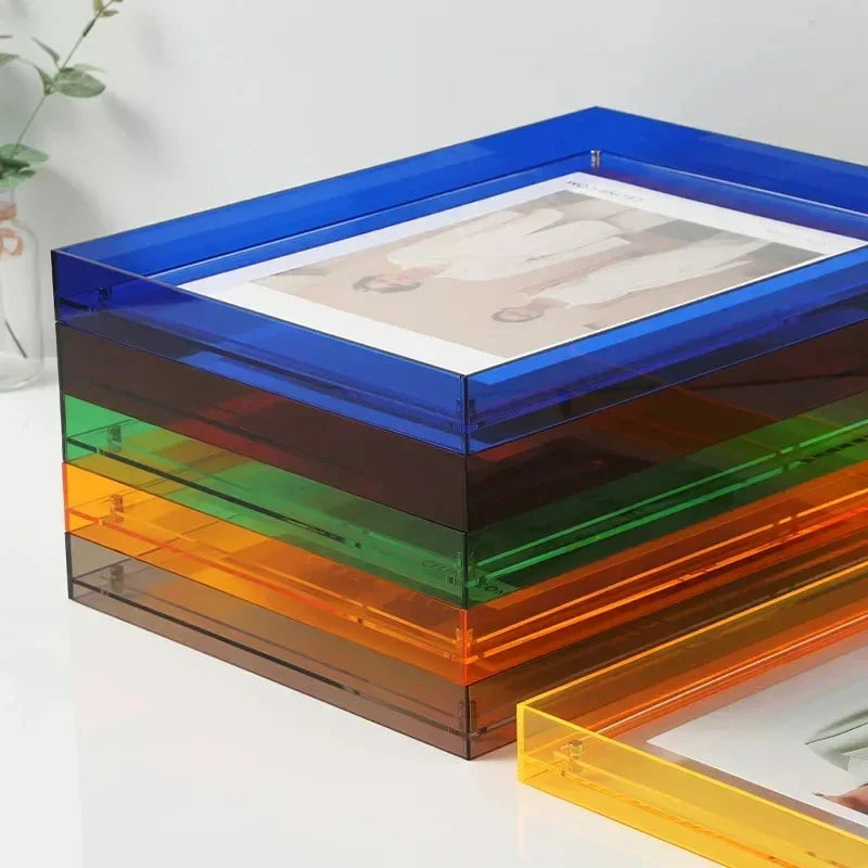 Acrylic Block Picture Frame Freestanding Floating Photo Display