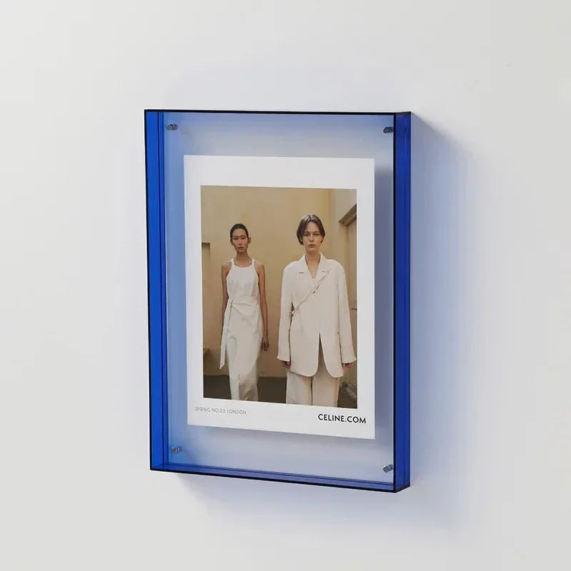 Acrylic Block Picture Frame Freestanding Floating Photo Display