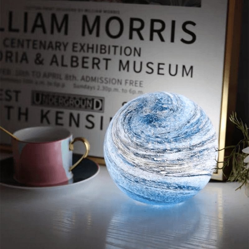 Glass Moon Lamp Cosmos Sphere Night Light for Bedside and Shelf Decor