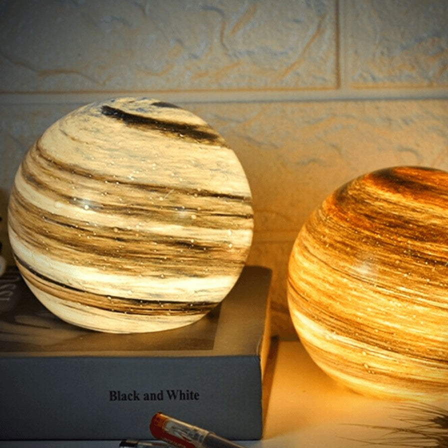 Glass Moon Lamp Cosmos Sphere Night Light for Bedside and Shelf Decor