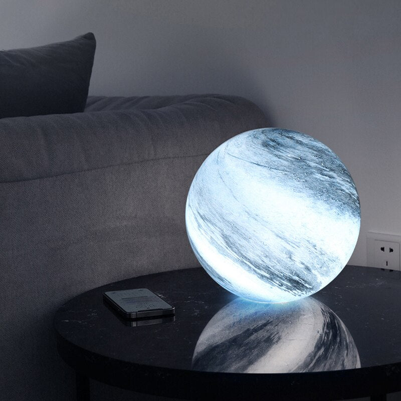 Glass Moon Lamp Cosmos Sphere Night Light for Bedside and Shelf Decor