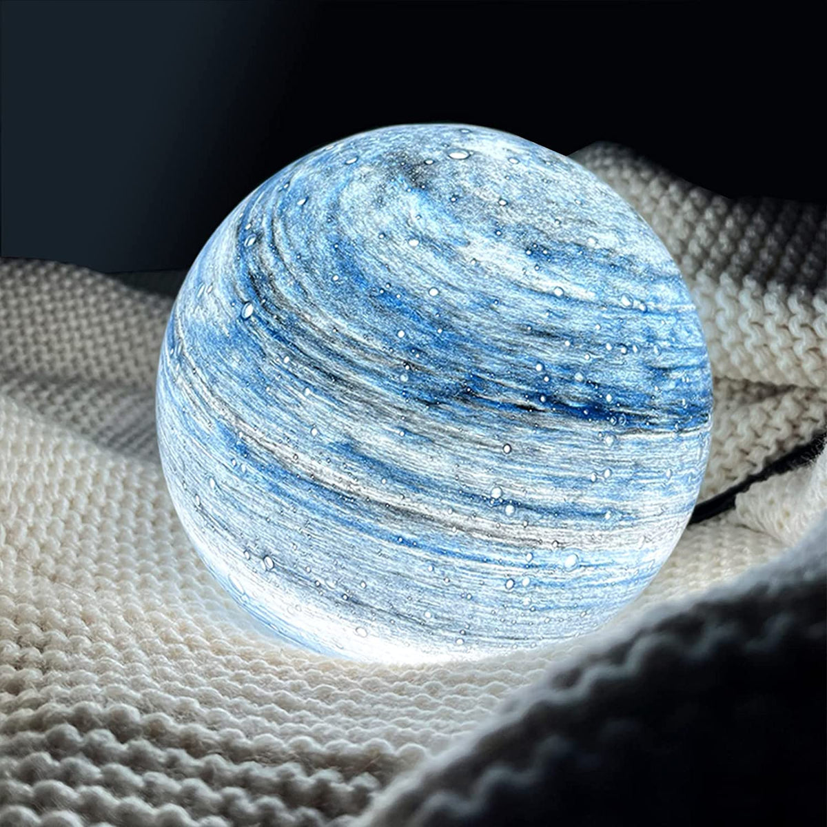 Glass Moon Lamp Cosmos Sphere Night Light for Bedside and Shelf Decor