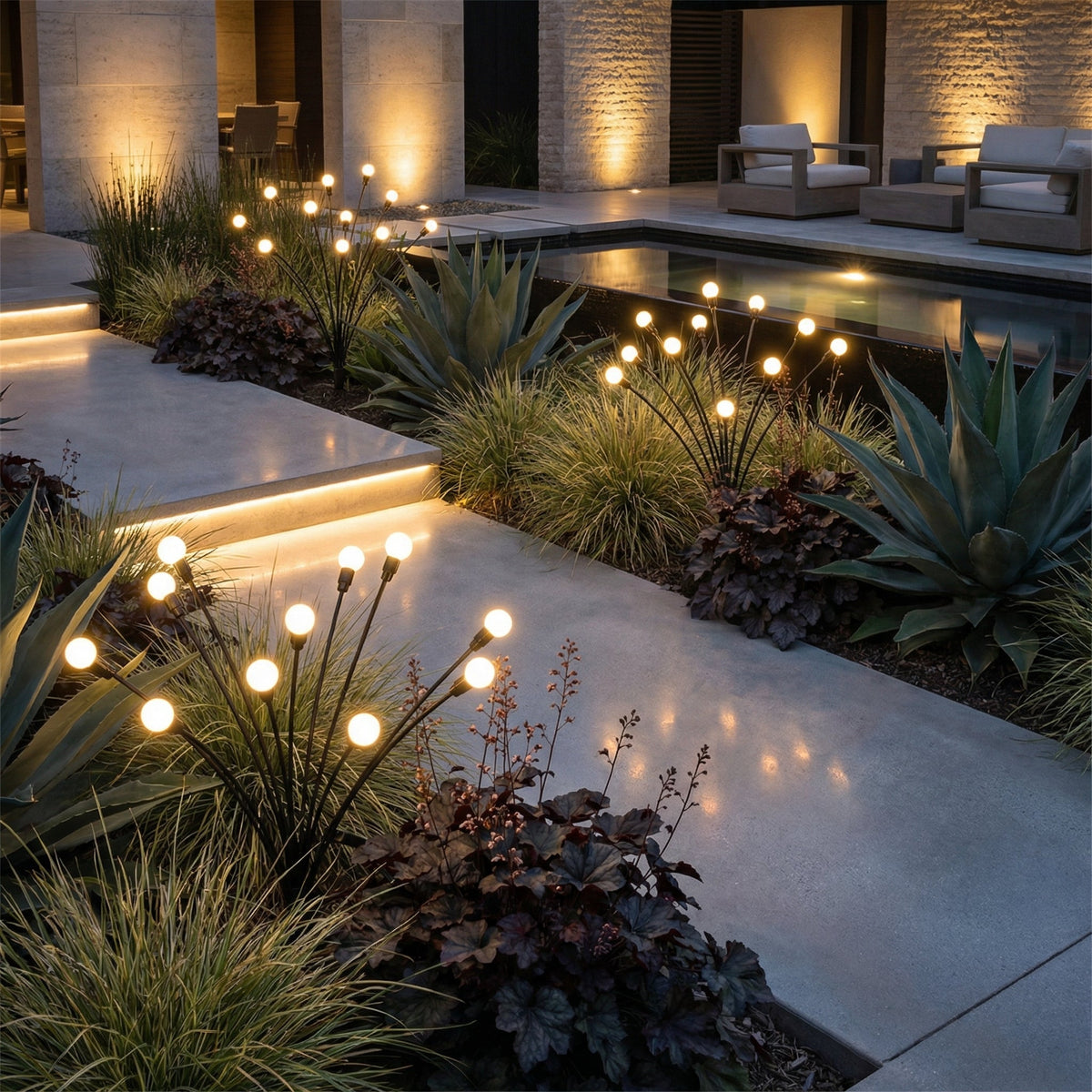 Solar Garden Lights Outdoor Swaying Stake Lights Waterproof for Pathway