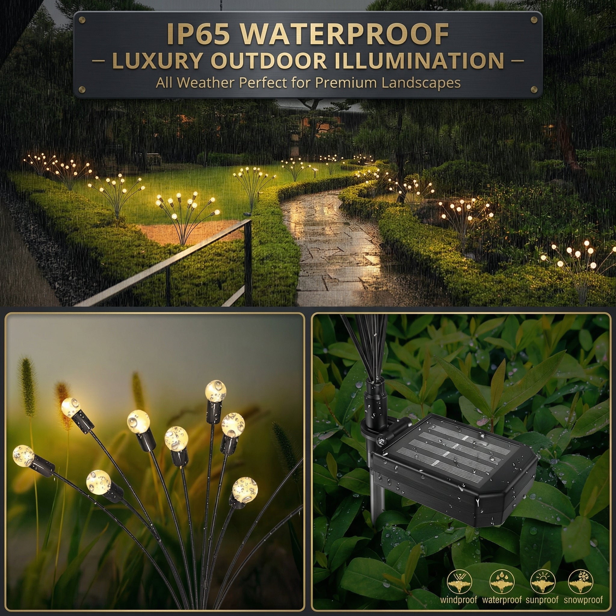 Solar Garden Lights Outdoor Swaying Stake Lights Waterproof for Pathway