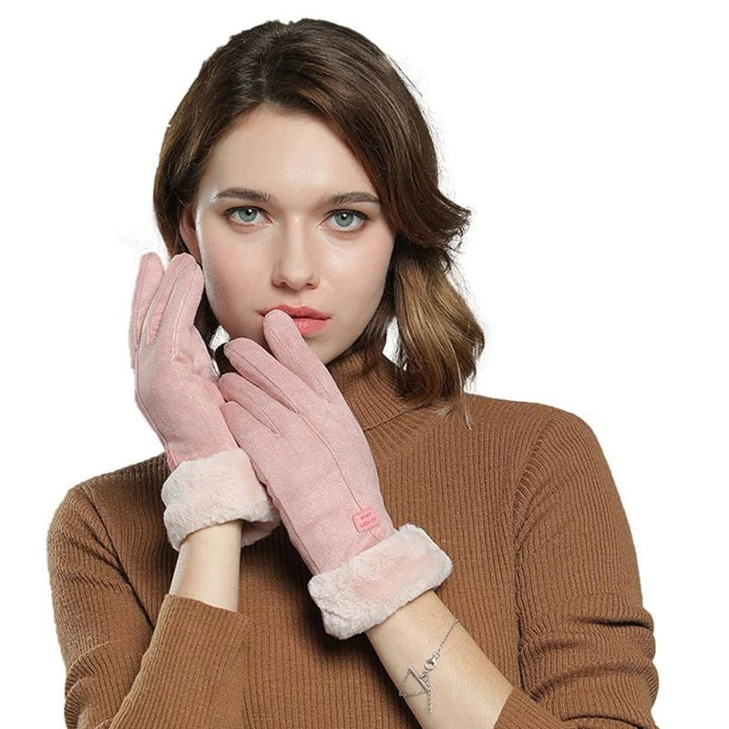 Womens Winter Gloves Wool Lined Touchscreen Windproof for Cold Commutes