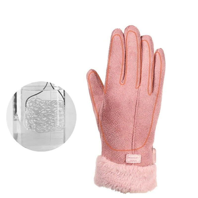 Womens Winter Gloves Wool Lined Touchscreen Windproof for Cold Commutes