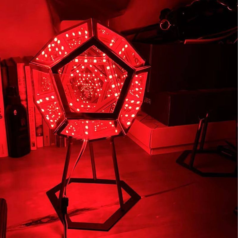 Night Light 3D Infinity Mirror Dodecahedron Color Changing for Bedroom