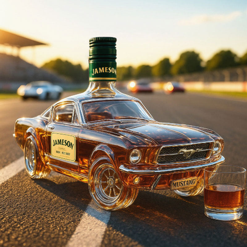 Whiskey Decanter Car Shaped Glass Spirit Bottle for Home Bar and Bar Cart