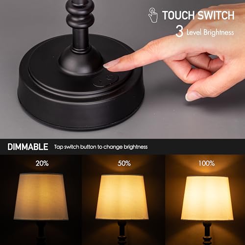 Cordless Table Lamp USB Rechargeable Dimmable for Bedroom and Office Desk