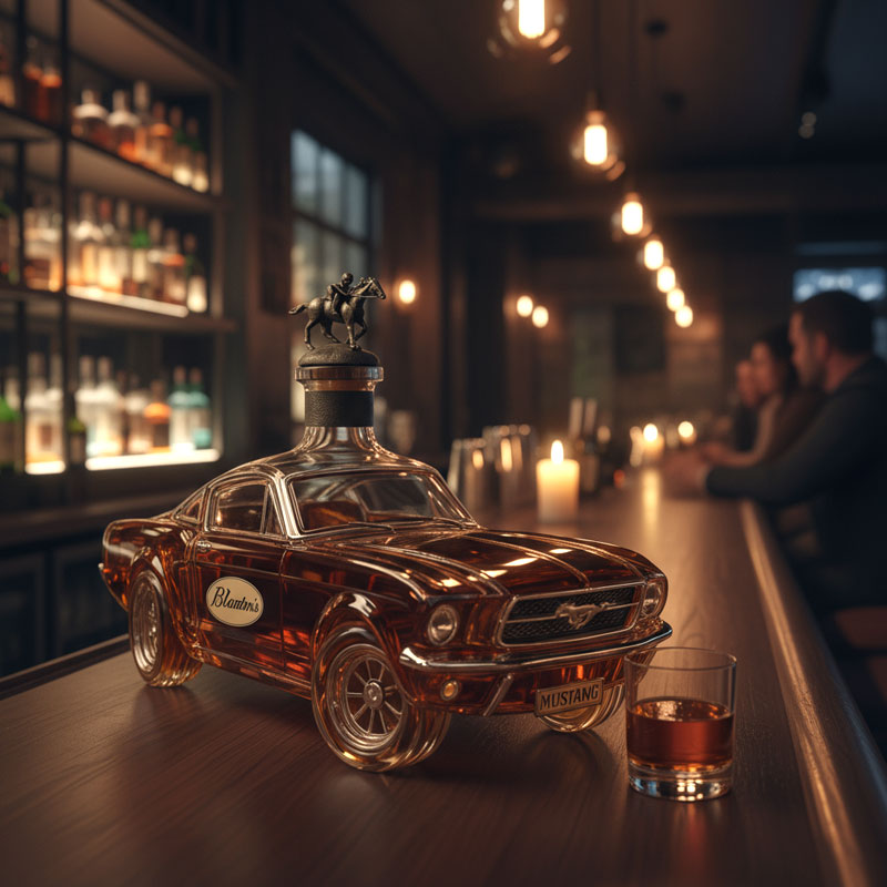 Whiskey Decanter Car Shaped Glass Spirit Bottle for Home Bar and Bar Cart
