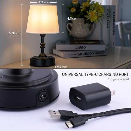 Cordless Table Lamp USB Rechargeable Dimmable for Bedroom and Office Desk