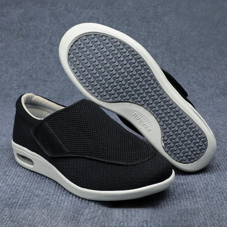 Womens Wide Fit Walking Shoes Adjustable Straps Mesh Upper
